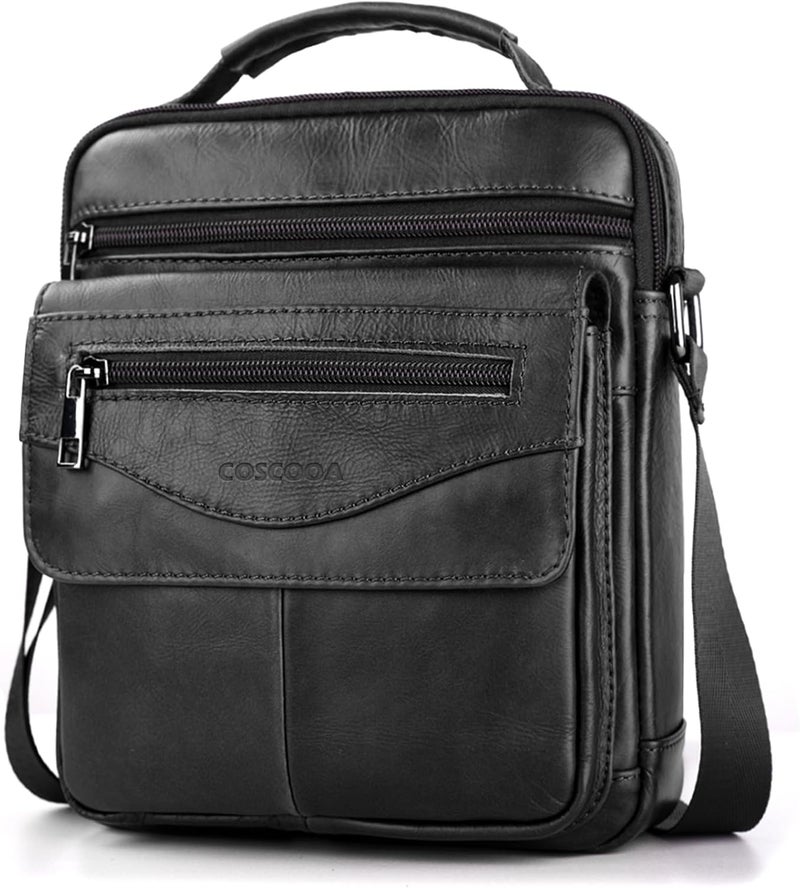 COSCOOA Men's Leather Crossbody Shoulder Bag - Messenger Satchel Travel Handbag - Image 1